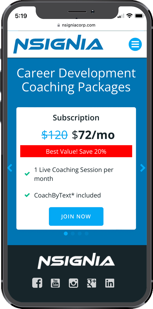 cell phone showing coaching plans